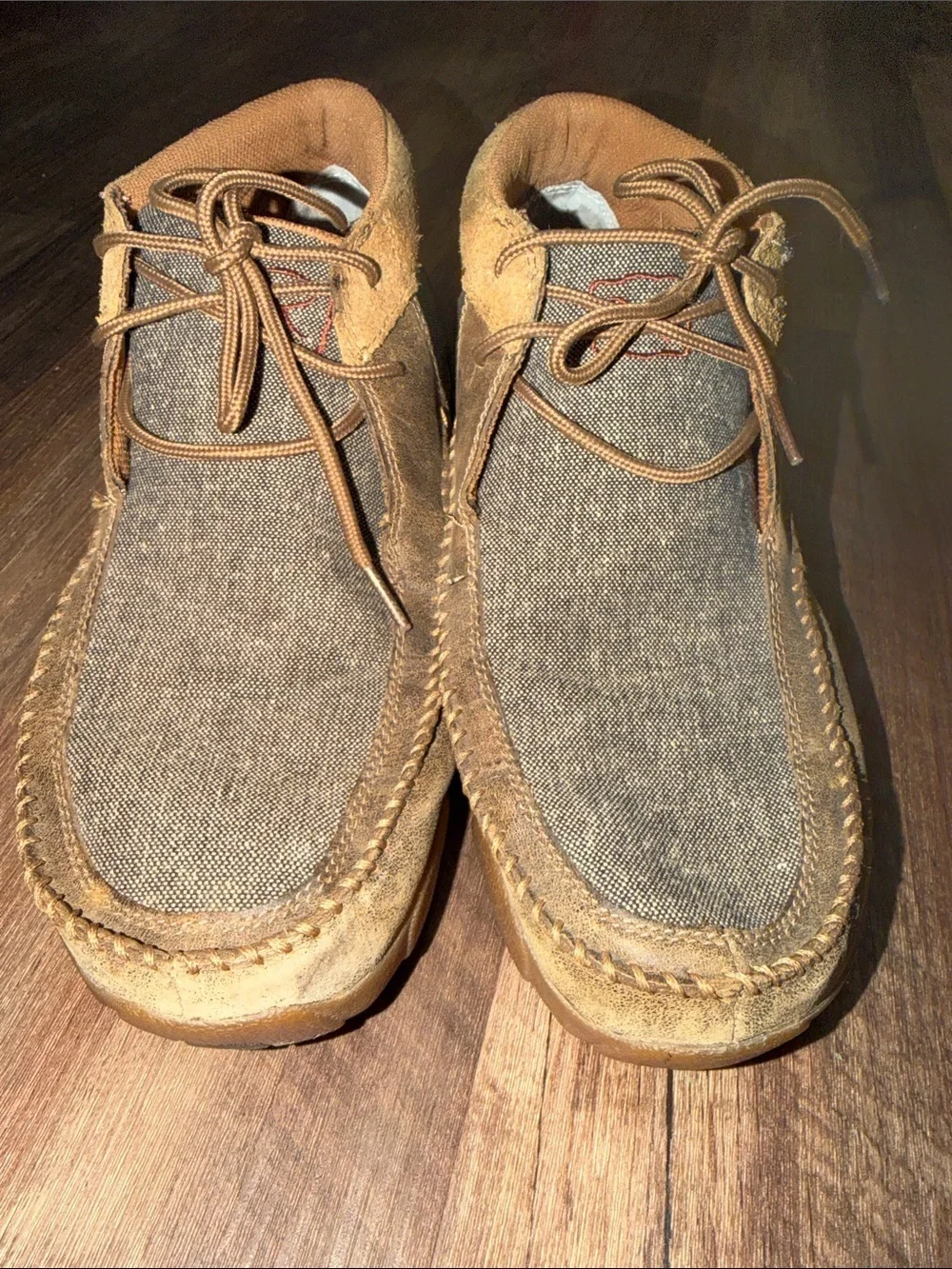 Twisted X Mens Driving Moc Chukka Brown Grey Leather EcoTWX Shoes Size 10.5W